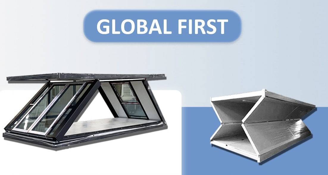 A modern Z-Type container house next to a traditional one